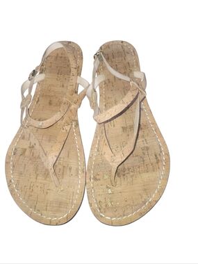 Bernardo Lexi Tan Ankle Buckle Loop Cork-Texture Women’s Thong Sandals 11